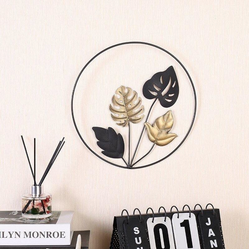 Shop 0 2pcs large size 2PCS Retro Leaf Round Pendant Wrought Iron Wall Decoration Creative Living Room Sofa Background Wall Decoration Metal Crafts New Mademoiselle Home Decor