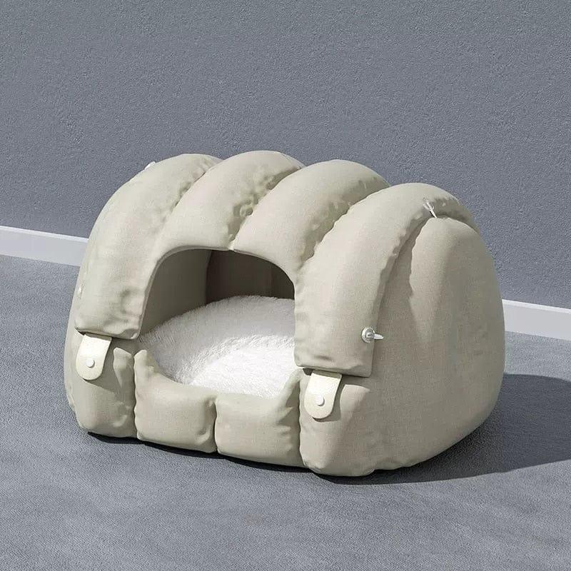 Shop 0 A Light grey Arch Cat Nest Winter Warm General Non-stick Cat Bed Baby Cat Sofa Sleeping Semi-enclosed Winter Cat House Dog Sleep Mademoiselle Home Decor