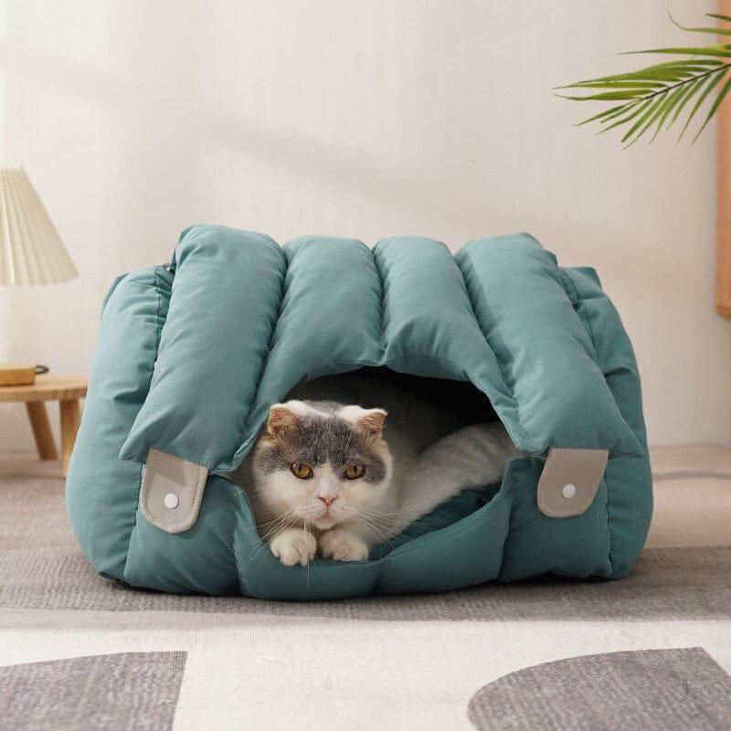 Shop 0 A Blue Arch Cat Nest Winter Warm General Non-stick Cat Bed Baby Cat Sofa Sleeping Semi-enclosed Winter Cat House Dog Sleep Mademoiselle Home Decor