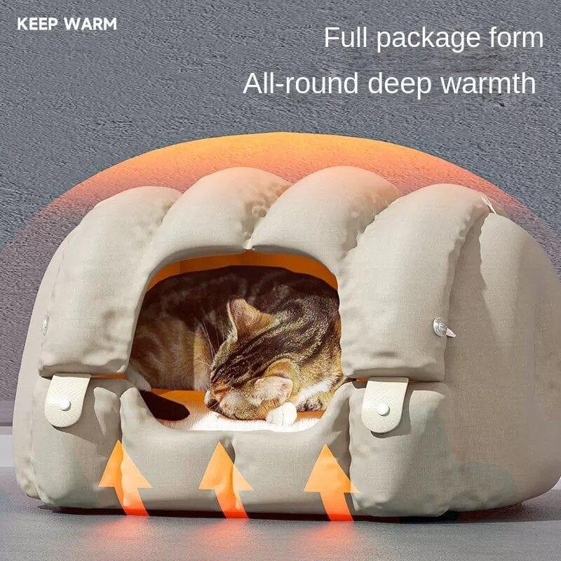 Shop 0 Arch Cat Nest Winter Warm General Non-stick Cat Bed Baby Cat Sofa Sleeping Semi-enclosed Winter Cat House Dog Sleep Mademoiselle Home Decor