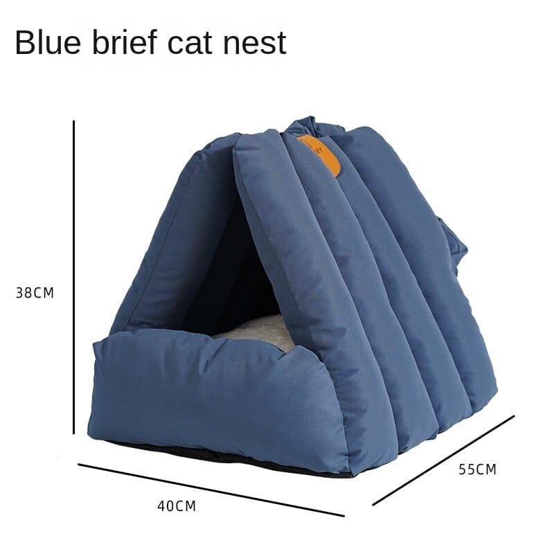 Shop 0 B Deep blue Arch Cat Nest Winter Warm General Non-stick Cat Bed Baby Cat Sofa Sleeping Semi-enclosed Winter Cat House Dog Sleep Mademoiselle Home Decor