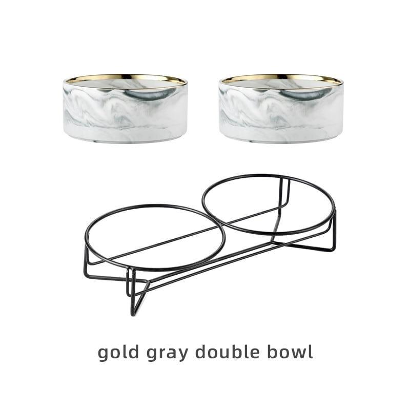 Shop 200003781 Gray gold double / 400ML Minzo Pet Bowl Mademoiselle Home Decor