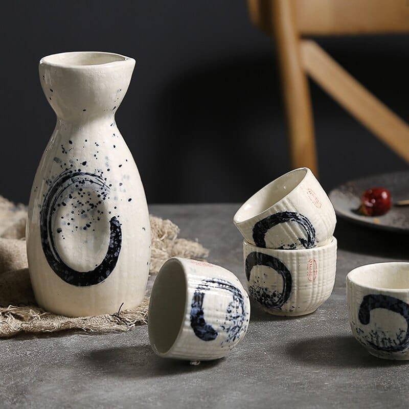 Shop 0 Japanese Sake Set Creative Ceramic Wine Set Home Insulation Wine Glass Ceramics One Pot Four Glasses Sake White Wine Pot Mademoiselle Home Decor