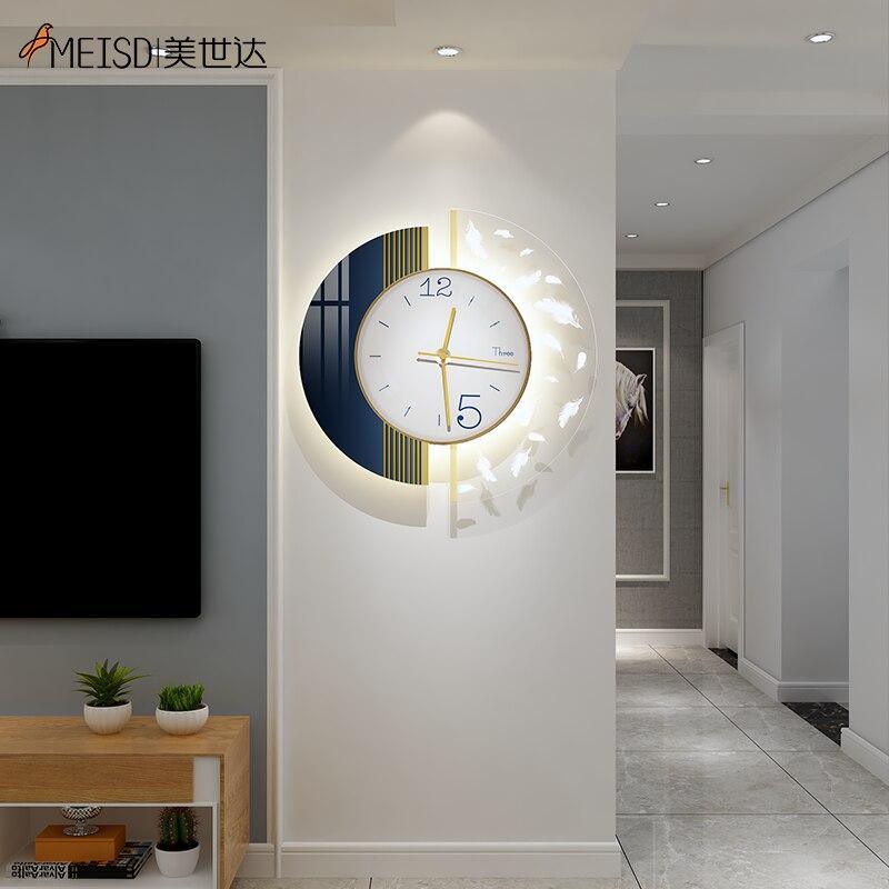 Shop 0 MEISD 35CM White Feathers Decorative Wall Clock Modern Plumage Wall Watch Creative Living Room Home Decor Horloge Free Shipping Mademoiselle Home Decor