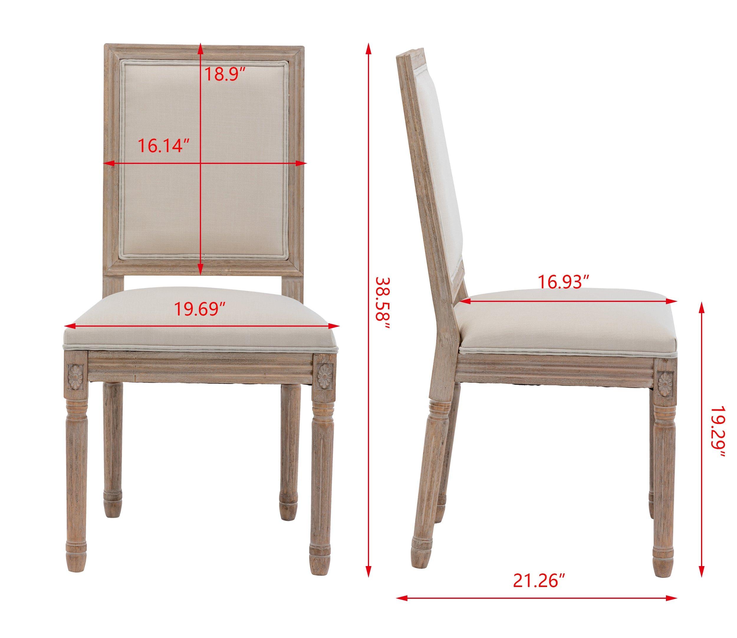 Shop French Style Solid Wood Frame Linen Fabric Antique Painting Dining Chair ,Seat of 2,Cream Mademoiselle Home Decor
