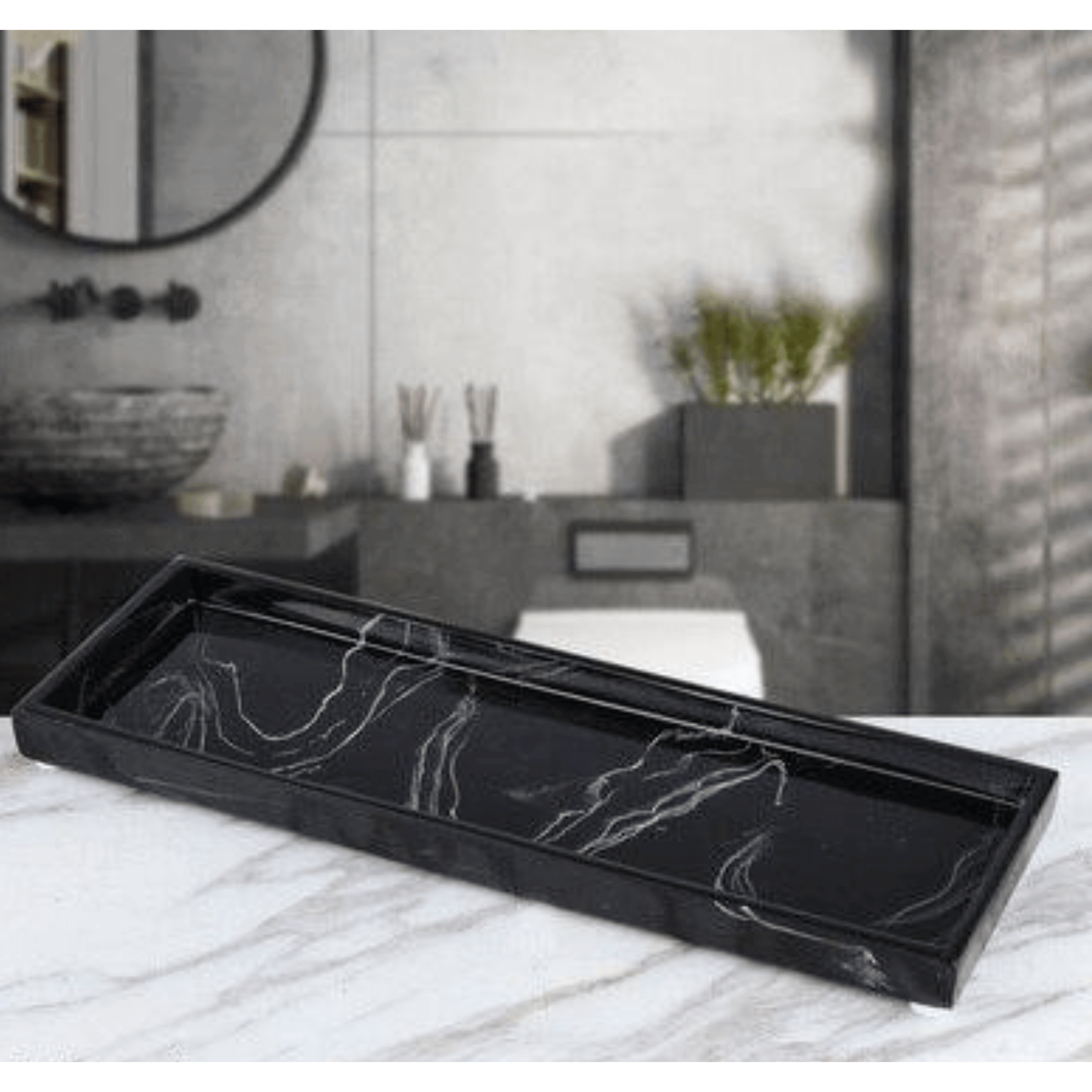 Shop 0 Black tray-28x10x2cm 1 Mojo Bathroom Accessories Set Mademoiselle Home Decor