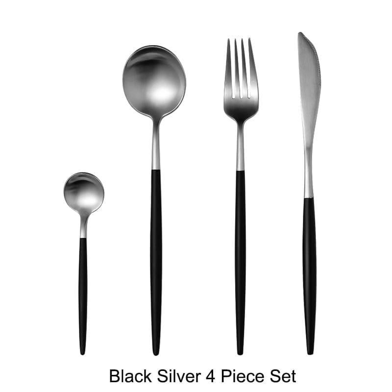 Shop 100003310 Black Silver Mojo Cutlery Set Mademoiselle Home Decor