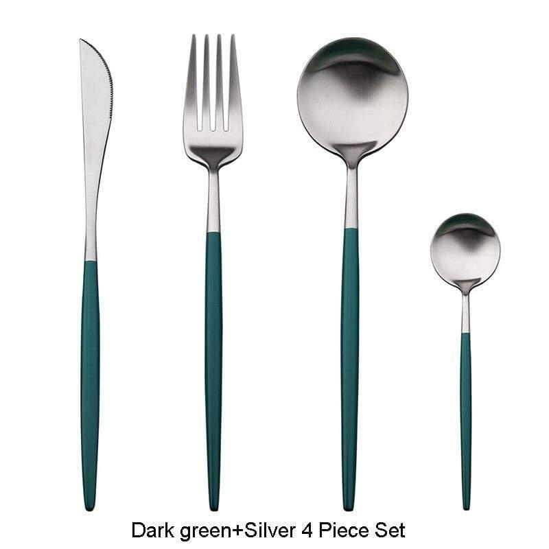 Shop 100003310 Dark green Silver Mojo Cutlery Set Mademoiselle Home Decor