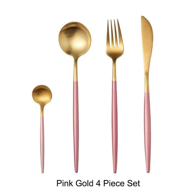 Shop 100003310 Pink Gold Mojo Cutlery Set Mademoiselle Home Decor