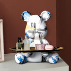 Shop 0 Blue Figurine Miniature Graffiti Bear Nordic Decorative Porch Key Storage Box Decoration Living Room Home Decor Accessories Modern Mademoiselle Home Decor