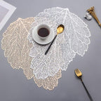 Shop 0 Leaves Placemats Restaurant Hollow PVC decoration Meal Mat Anti-hot Dining Table Line Mat Steak Plate Pad 6pcs 4PCS Mademoiselle Home Decor