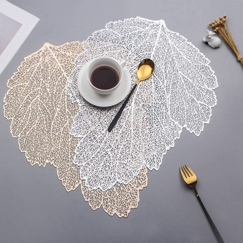 Shop 0 Leaves Placemats Restaurant Hollow PVC decoration Meal Mat Anti-hot Dining Table Line Mat Steak Plate Pad 6pcs 4PCS Mademoiselle Home Decor