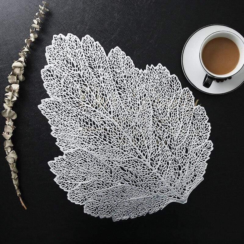 Shop 0 Leaves Placemats Restaurant Hollow PVC decoration Meal Mat Anti-hot Dining Table Line Mat Steak Plate Pad 6pcs 4PCS Mademoiselle Home Decor
