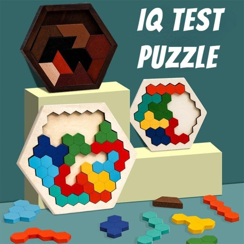 Shop 0 3D Hexagonal Wooden Puzzles Educational Toys For Children Kids Preschool Tangram Board Brain IQ Test Game Montessori Toys Gifts Mademoiselle Home Decor