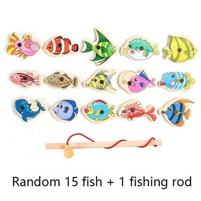 Shop 0 15Pcs Magnetic Fishing Game Marine Life Cognition Color Number Wooden Toys for Children Montessori Early Educational Parent-child Game Mademoiselle Home Decor