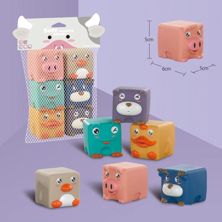 Shop 0 New 6pc Animal Silicone Building Blocks Baby Grasp Toy 3D Touch Hand Soft Balls Baby Massage Rubber Toys Mademoiselle Home Decor