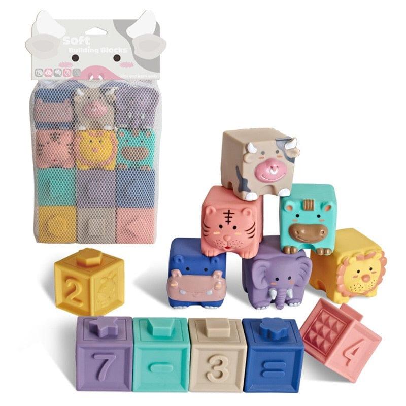 Shop 0 12pc Digital Animal Montessori Soft Baby Learning Blocks Mademoiselle Home Decor