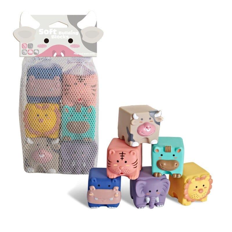 Shop 0 6pc Animal Montessori Soft Baby Learning Blocks Mademoiselle Home Decor
