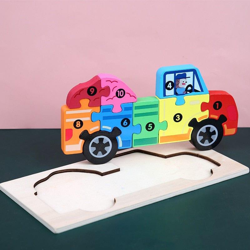 Shop 0 truck Montessori Wooden Toddler Puzzles for Kids Montessori Toys for Toddlers 2 3 4 5 Years Old Top 3D Puzzle Educational Dinosaur Toy Mademoiselle Home Decor