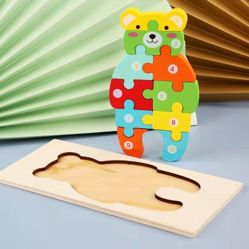 Shop 0 Bear Montessori Wooden Animals Puzzle Mademoiselle Home Decor