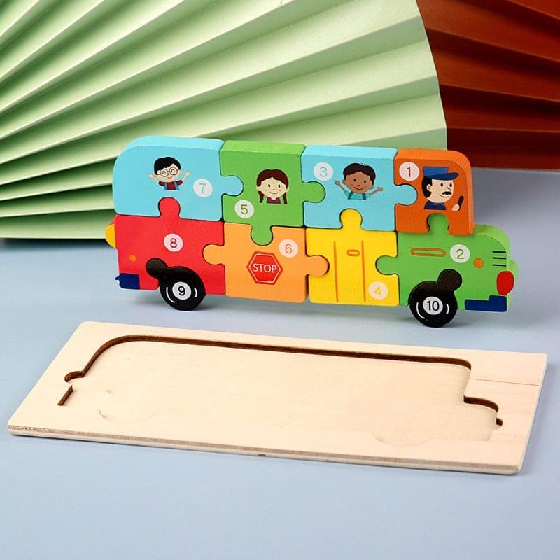 Shop 0 Bus Montessori Wooden Toddler Puzzles for Kids Montessori Toys for Toddlers 2 3 4 5 Years Old Top 3D Puzzle Educational Dinosaur Toy Mademoiselle Home Decor