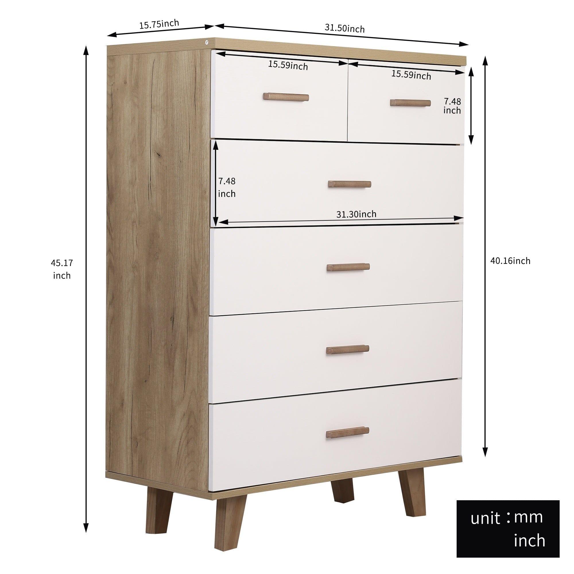 Shop Storage Cabinet Dresser Bedside Table Chest Simple Bedroom Furniture Solid Wood Feet and Handles Fashionable Bedside Cabinet Two and Four Combo Drawers Cabinet Mademoiselle Home Decor