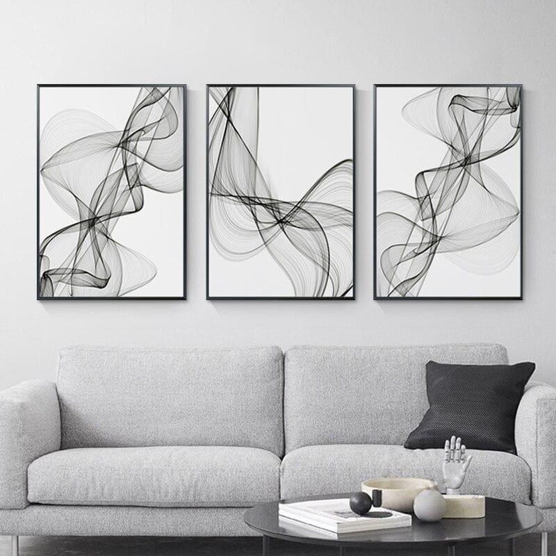 Shop 0 Black and White Nordic Canvas Decorative Paintings Modern Posters and Prints Living Room Bedroom Art 3 Piece Set Wall Home Decor Mademoiselle Home Decor