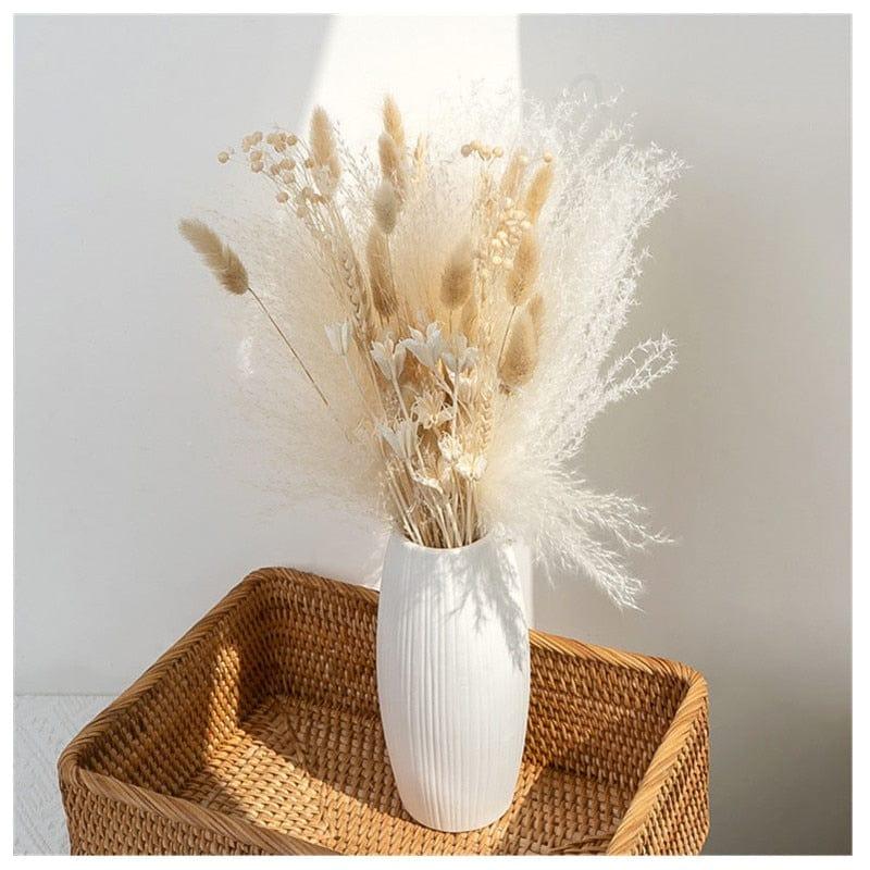 Shop 0 NO VASE 1 New Natural Real Dried Flower Reed Pampas Bouquet Home Wedding Decoration Celebrity Photography Shooting Props Natural Real Mademoiselle Home Decor