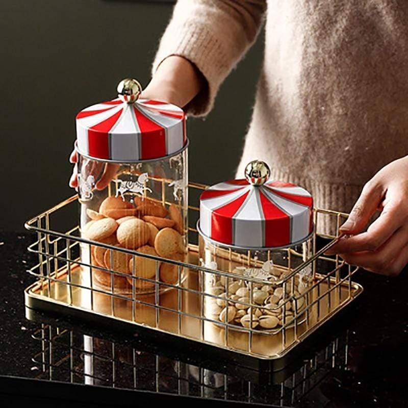Shop 0 Food Storage Jar Moisture-Proof Sealed Glass Tank Cookie Snack Coffee Beans Storage Tank Creative Carousel Glass Food Bottle Mademoiselle Home Decor