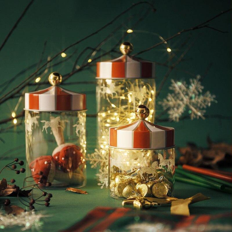 Shop 0 Food Storage Jar Moisture-Proof Sealed Glass Tank Cookie Snack Coffee Beans Storage Tank Creative Carousel Glass Food Bottle Mademoiselle Home Decor