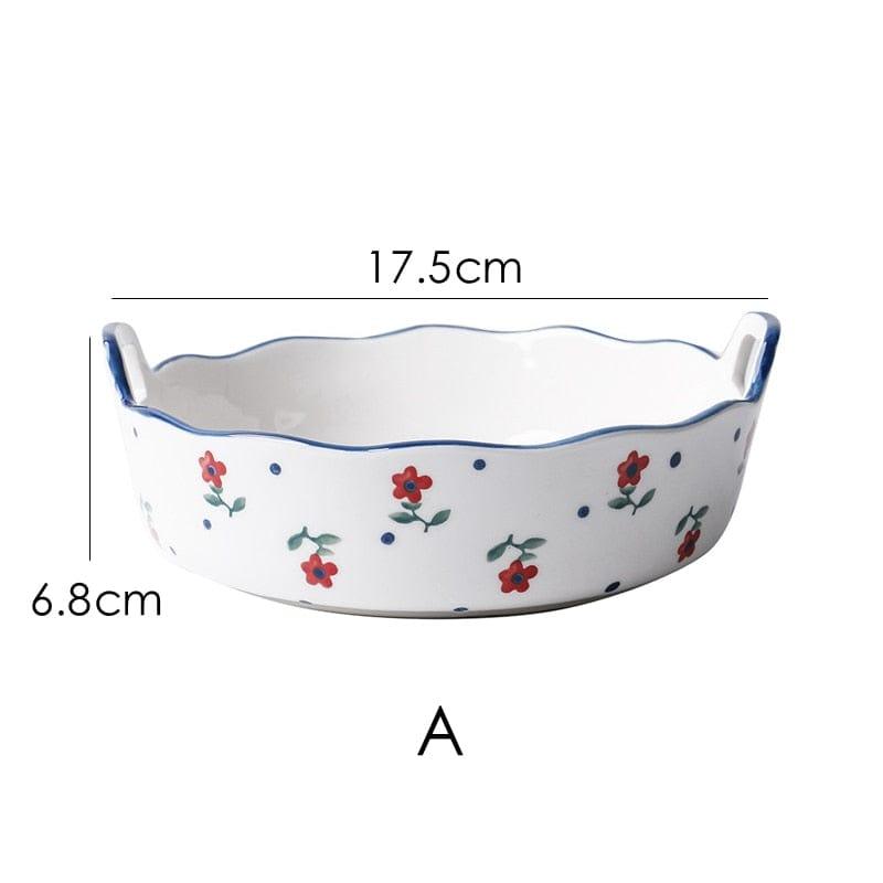 Shop 0 A 1pc Ceramic Salad Bowl with Double Handle Ramekin Baker Dinner Plate Pasta Tray Dishes Microwave Oven Safe Serving Plate Mademoiselle Home Decor