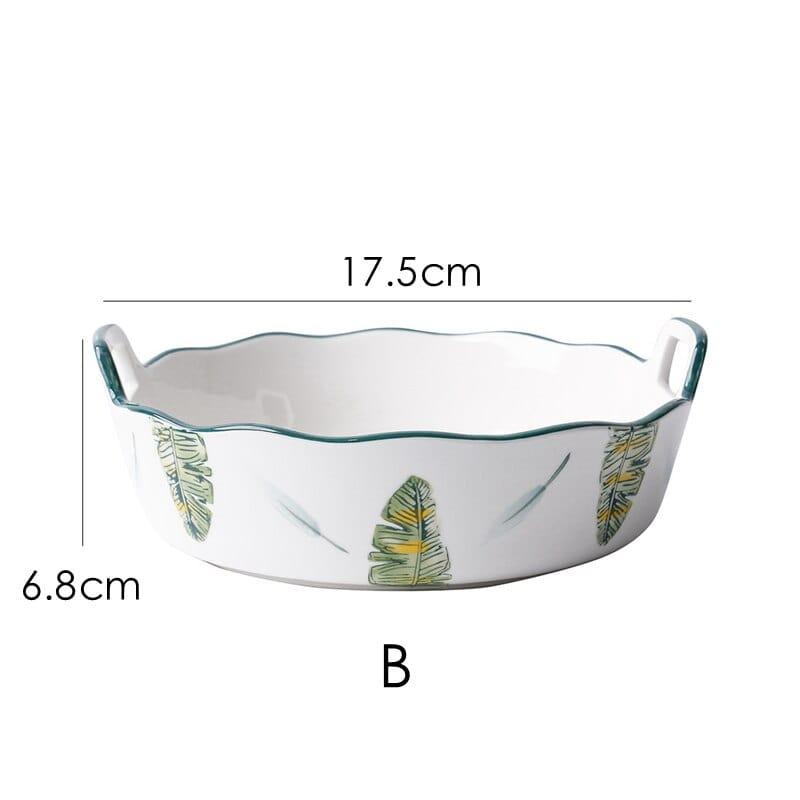 Shop 0 B 1pc Ceramic Salad Bowl with Double Handle Ramekin Baker Dinner Plate Pasta Tray Dishes Microwave Oven Safe Serving Plate Mademoiselle Home Decor