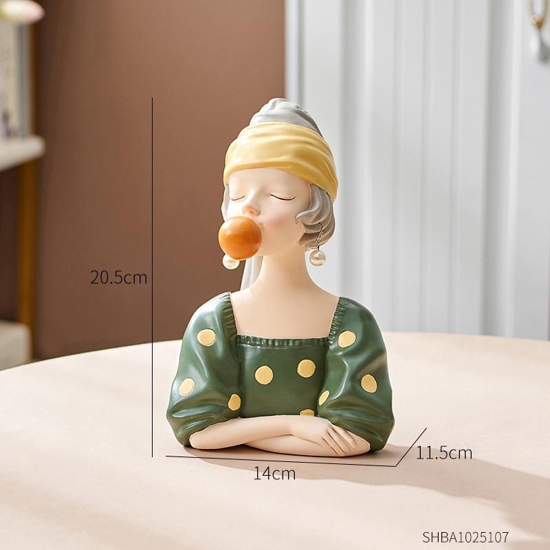 Shop 200044142 Girl in Green polka dot : Medium Nicola Sculpture Mademoiselle Home Decor
