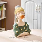Shop 200044142 Girl in Green polka dot : Large Nicola Sculpture Mademoiselle Home Decor