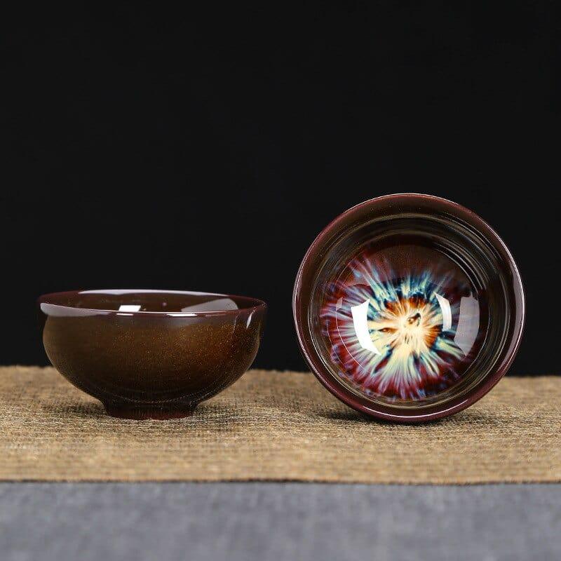 Shop 0 H1 7X3.6CM 60ML 1pc Kiln Change China Ceramic Tea Cup Temmoku Glaze Porcelain Kung Fu Cups Set Pottery Jianzhan Drinkware Tableware Wholesale Mademoiselle Home Decor