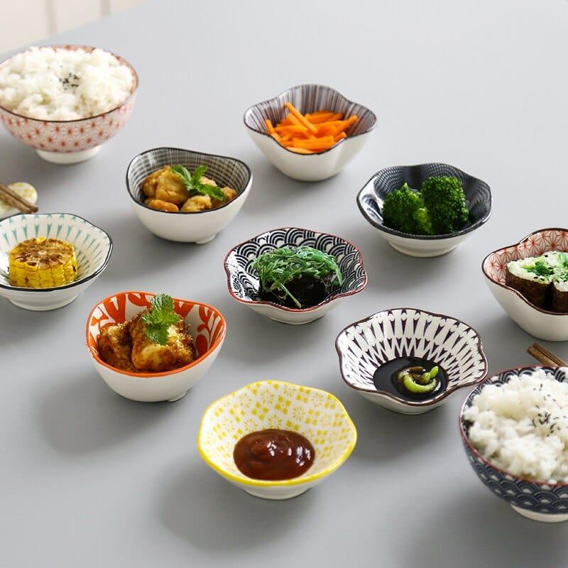 Shop 0 4 pcs/set Ceramic Sauce Dish Colored Glazed Japanese Sushi Cold Dishes Cold Noodles Soy Sauce Seas CZY1037 Mademoiselle Home Decor