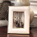 Shop 0 A / 6 Inch 6/7 Inch Black Leather Photo Frame Family Portrait Nightstand Desk Decoration Ornaments Metal Picture Frames Home Decor Modern Mademoiselle Home Decor