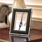 Shop 0 B / 6 Inch 6/7 Inch Black Leather Photo Frame Family Portrait Nightstand Desk Decoration Ornaments Metal Picture Frames Home Decor Modern Mademoiselle Home Decor