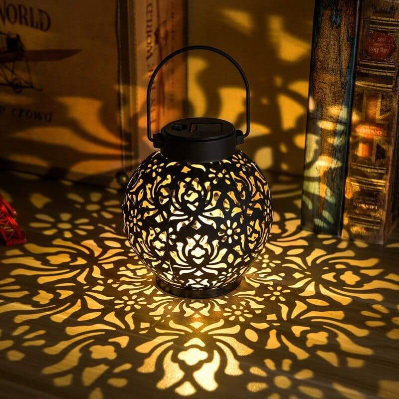 Shop 0 Waterproof Solar Lamp Retro Hollow Lantern Light Art Decorative Solar Garden Lights LED Projection Lamp Courtyard Landscape Mademoiselle Home Decor