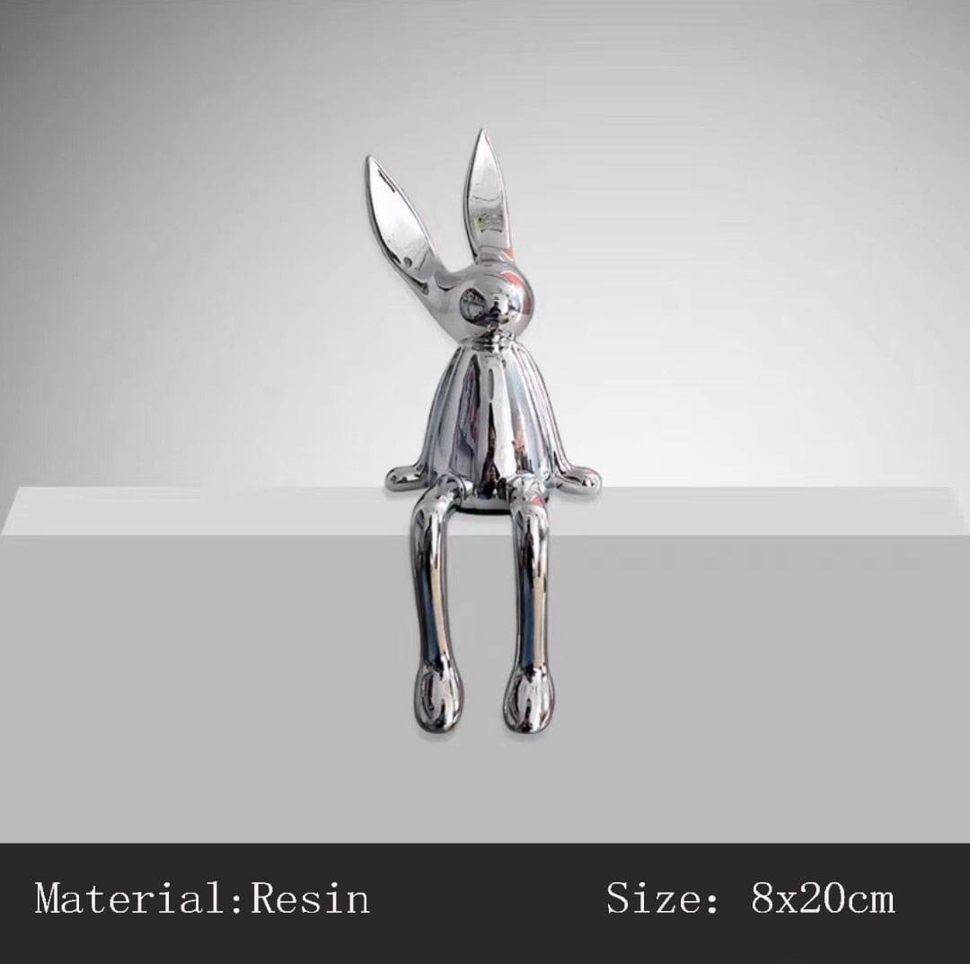 Shop 0 Small Sliver 3 Piece Creative Shiny Rabbit Statue Home Decor Modern Nordic Animal Resin Art Sculpture Crafts Desktop Electroplated Ornament Mademoiselle Home Decor