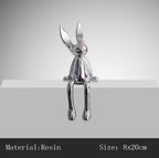 Shop 0 Small Sliver 3 Piece Creative Shiny Rabbit Statue Home Decor Modern Nordic Animal Resin Art Sculpture Crafts Desktop Electroplated Ornament Mademoiselle Home Decor