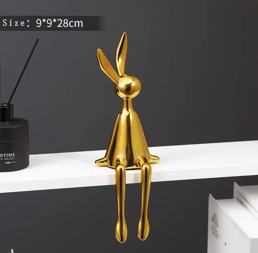 Shop 0 Small Gold 3 Piece Creative Shiny Rabbit Statue Home Decor Modern Nordic Animal Resin Art Sculpture Crafts Desktop Electroplated Ornament Mademoiselle Home Decor