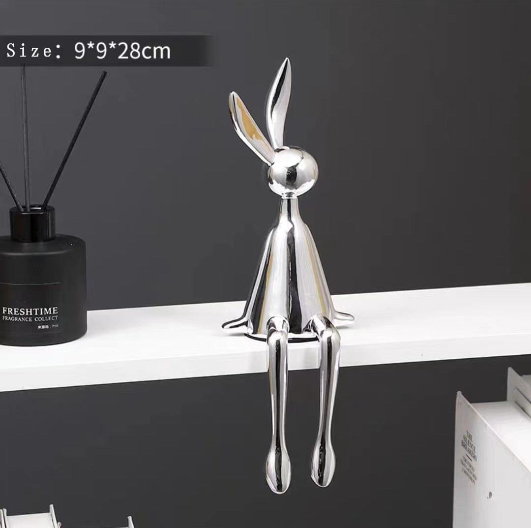 Shop 0 Small-Sliver 3 Piece Creative Shiny Rabbit Statue Home Decor Modern Nordic Animal Resin Art Sculpture Crafts Desktop Electroplated Ornament Mademoiselle Home Decor