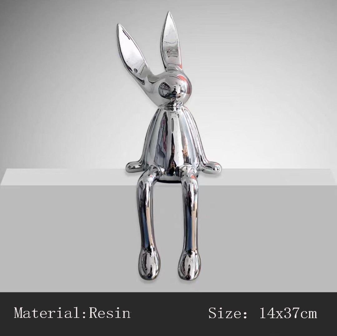 Shop 0 Large Sliver 3 Piece Creative Shiny Rabbit Statue Home Decor Modern Nordic Animal Resin Art Sculpture Crafts Desktop Electroplated Ornament Mademoiselle Home Decor