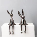Shop 0 3 Piece Creative Shiny Rabbit Statue Home Decor Modern Nordic Animal Resin Art Sculpture Crafts Desktop Electroplated Ornament Mademoiselle Home Decor