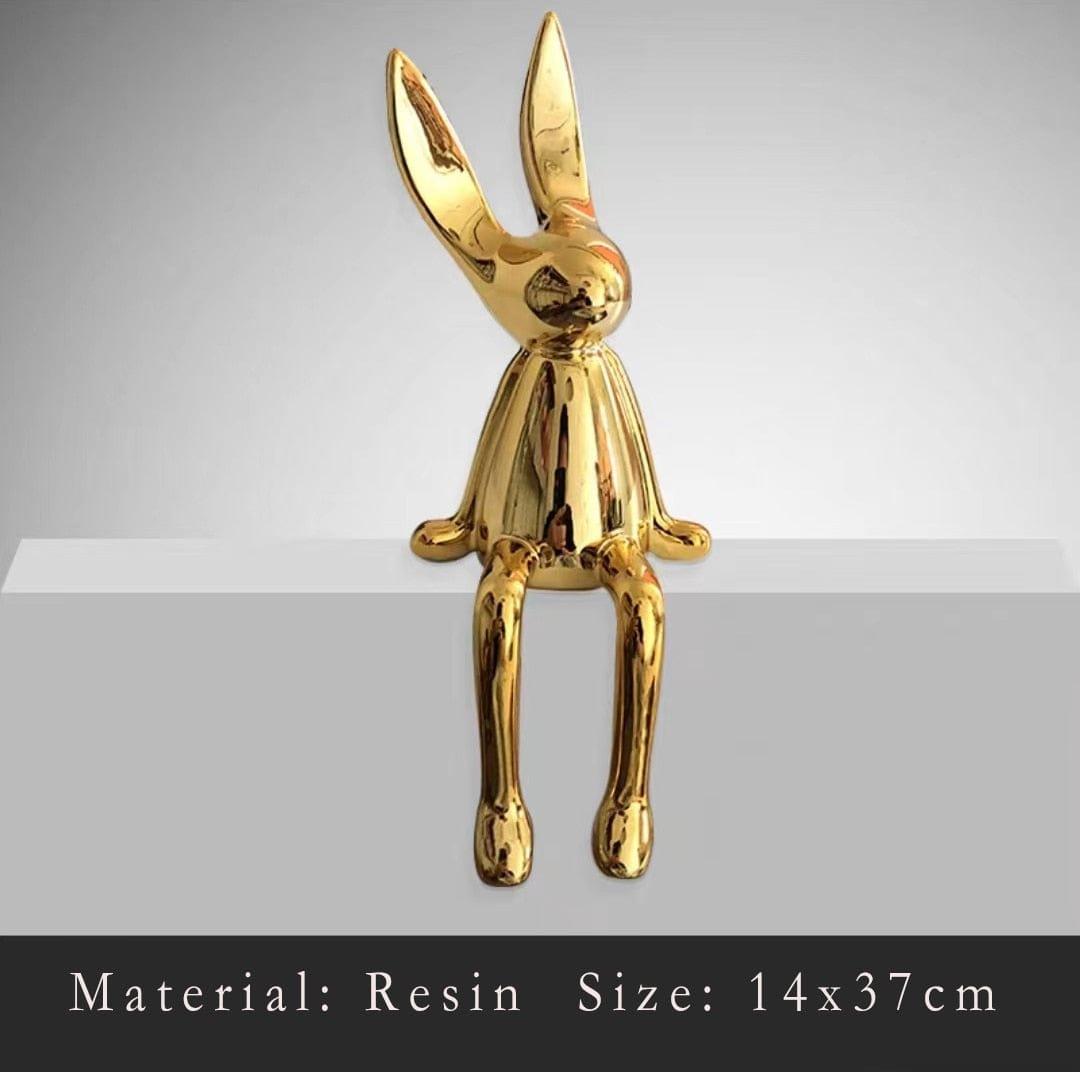 Shop 0 Large Gold 3 Piece Creative Shiny Rabbit Statue Home Decor Modern Nordic Animal Resin Art Sculpture Crafts Desktop Electroplated Ornament Mademoiselle Home Decor