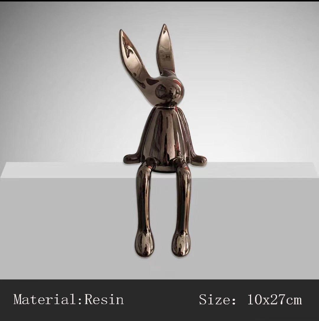 Shop 0 Middle Copper 3 Piece Creative Shiny Rabbit Statue Home Decor Modern Nordic Animal Resin Art Sculpture Crafts Desktop Electroplated Ornament Mademoiselle Home Decor