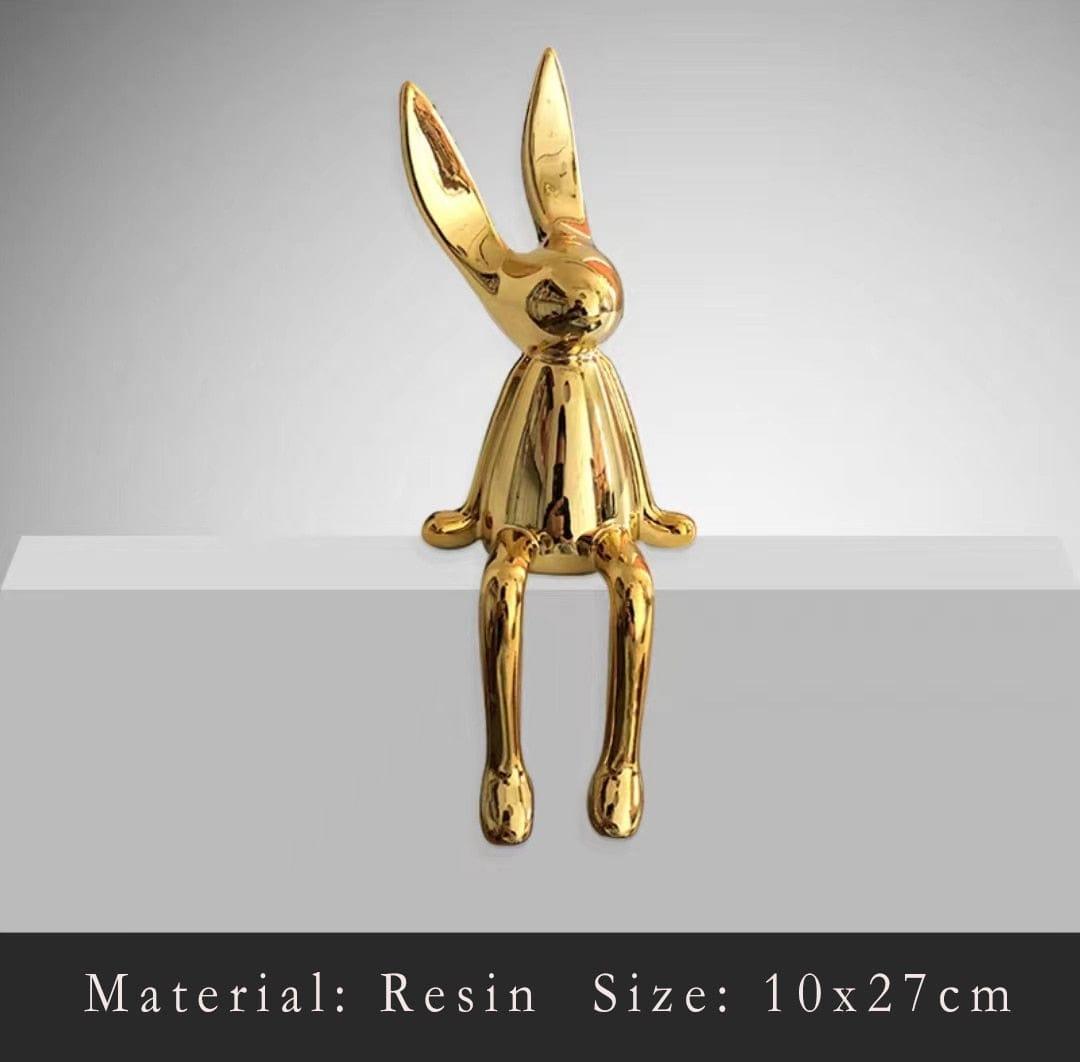 Shop 0 Middle Gold 3 Piece Creative Shiny Rabbit Statue Home Decor Modern Nordic Animal Resin Art Sculpture Crafts Desktop Electroplated Ornament Mademoiselle Home Decor