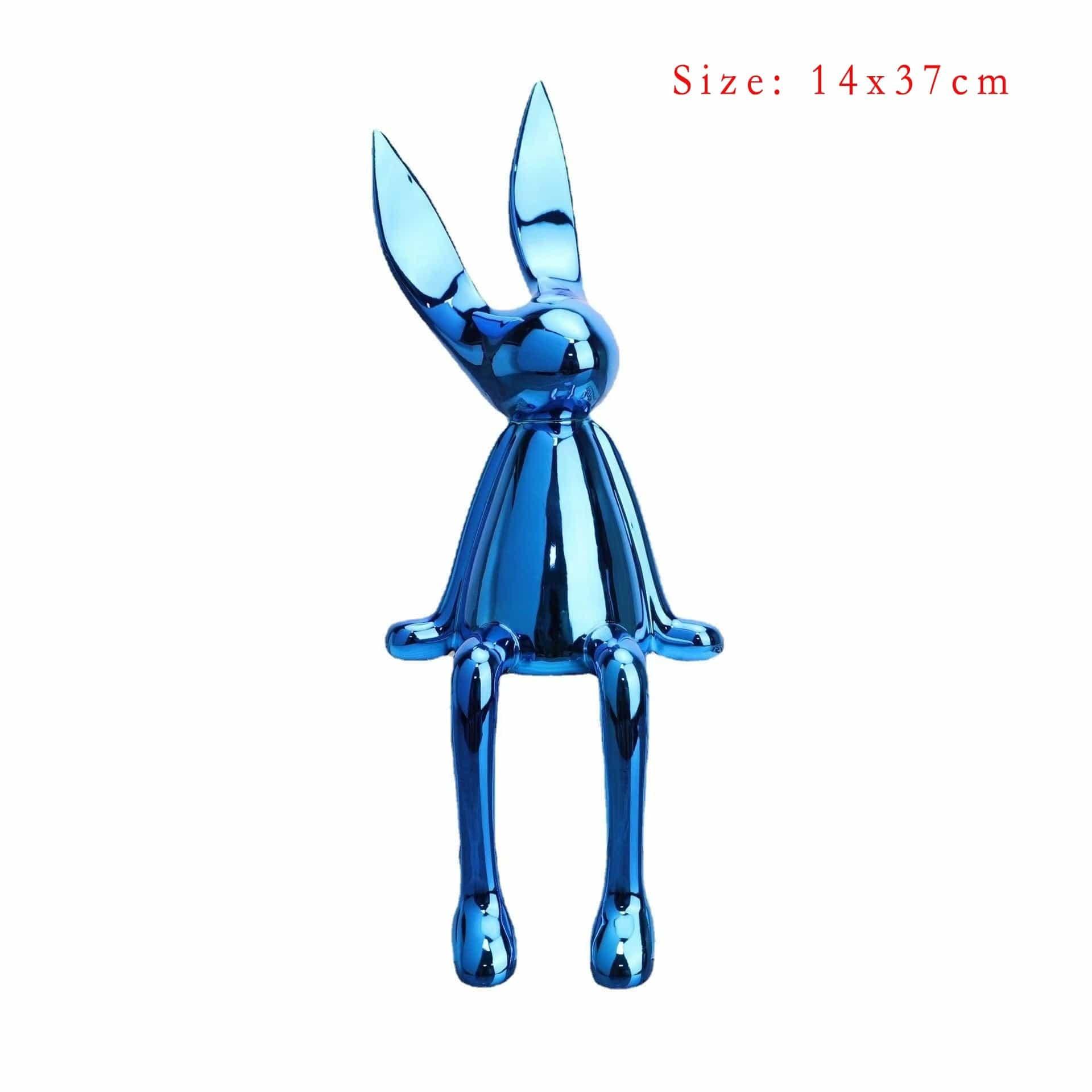 Shop 0 Large Blue 3 Piece Creative Shiny Rabbit Statue Home Decor Modern Nordic Animal Resin Art Sculpture Crafts Desktop Electroplated Ornament Mademoiselle Home Decor