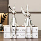 Shop 0 3 Piece Creative Shiny Rabbit Statue Home Decor Modern Nordic Animal Resin Art Sculpture Crafts Desktop Electroplated Ornament Mademoiselle Home Decor